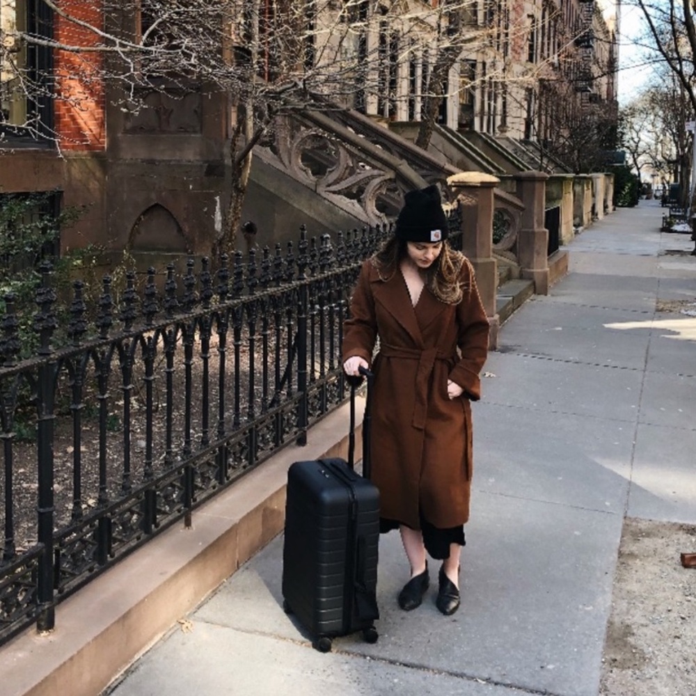 Zara Wool Blend Belted Wrap Coat Blogger Favorite Brown Toffee Medium - Picture 2 of 9